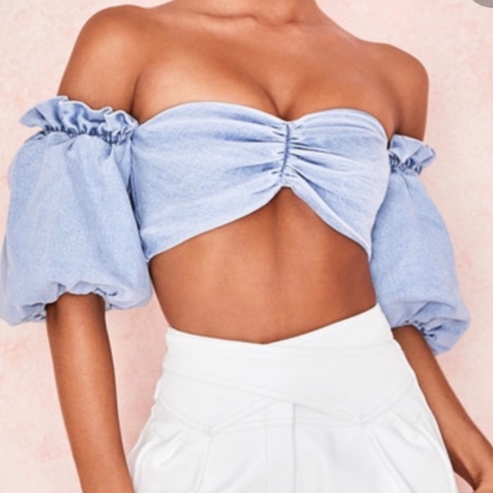 House of CB denim crop top M